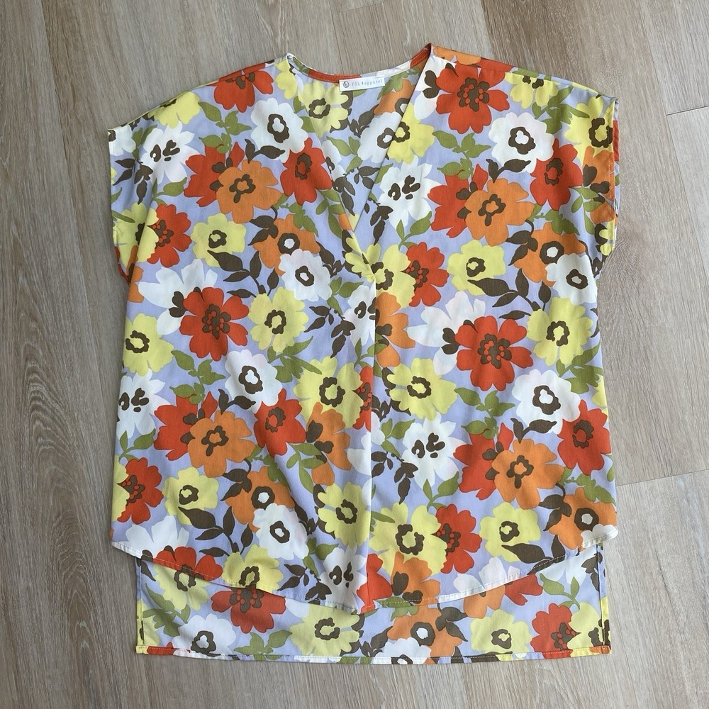 Vintage FSL Apparel Retro Floral V-Neck Made In USA SZ S (Oversized) Boho Blouse